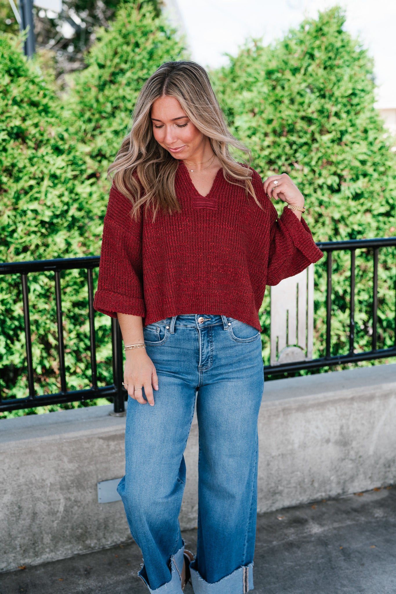 Autumn Glow Quarter Sleeve Sweater - Rust