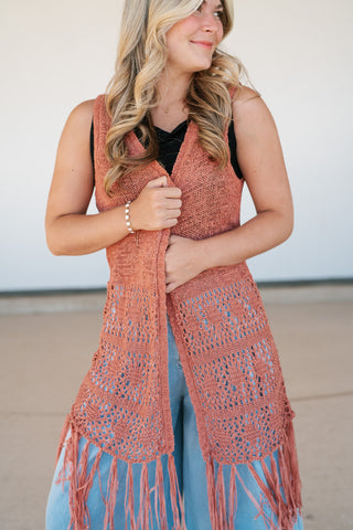 Sunset Open Knit Kimono