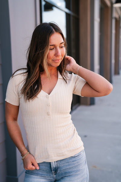 Neutral Delight Ribbed Top