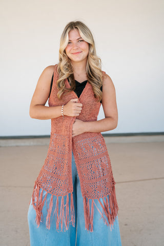 Sunset Open Knit Kimono