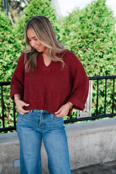 Autumn Glow Quarter Sleeve Sweater - Rust