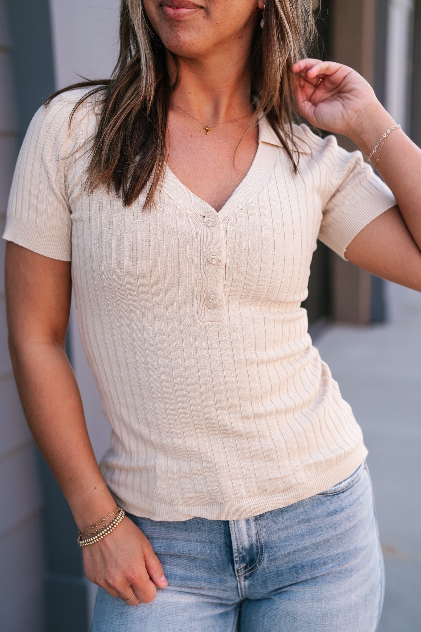 Neutral Delight Ribbed Top