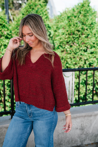 Autumn Glow Quarter Sleeve Sweater - Rust