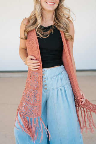 Sunset Open Knit Kimono