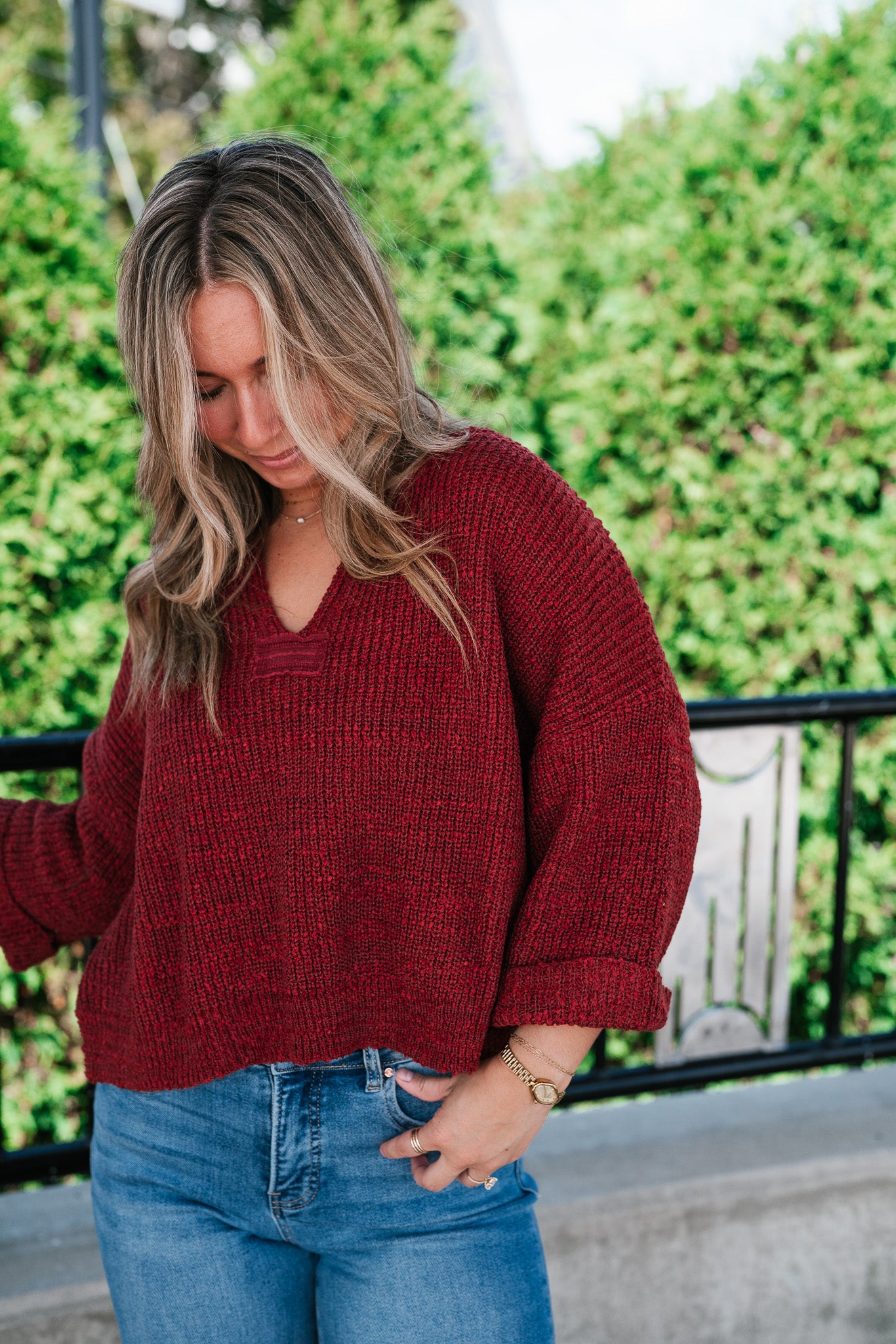 Autumn Glow Quarter Sleeve Sweater - Rust