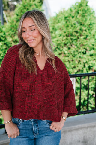 Autumn Glow Quarter Sleeve Sweater - Rust
