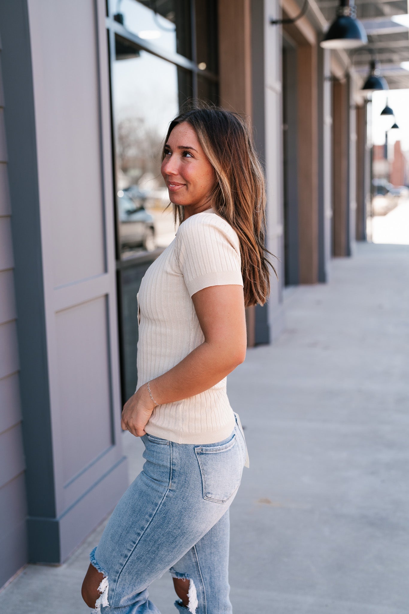 Neutral Delight Ribbed Top