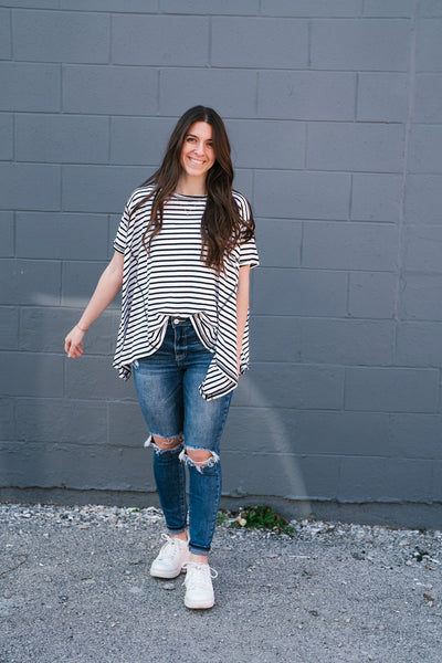 No Brainer Striped Top- White