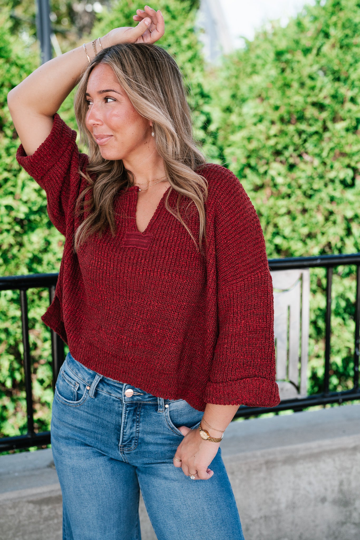 Autumn Glow Quarter Sleeve Sweater - Rust