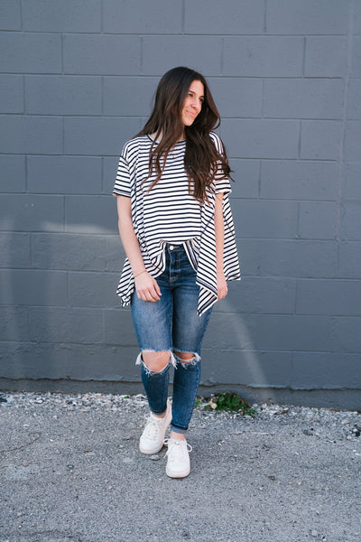 No Brainer Striped Top- White