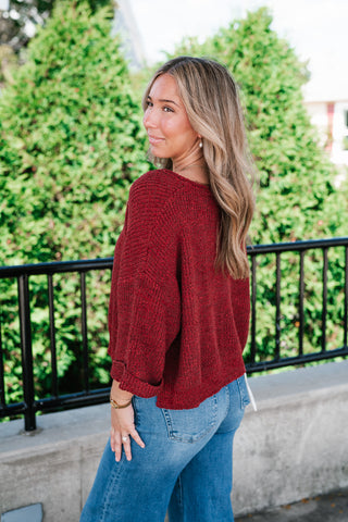 Autumn Glow Quarter Sleeve Sweater - Rust
