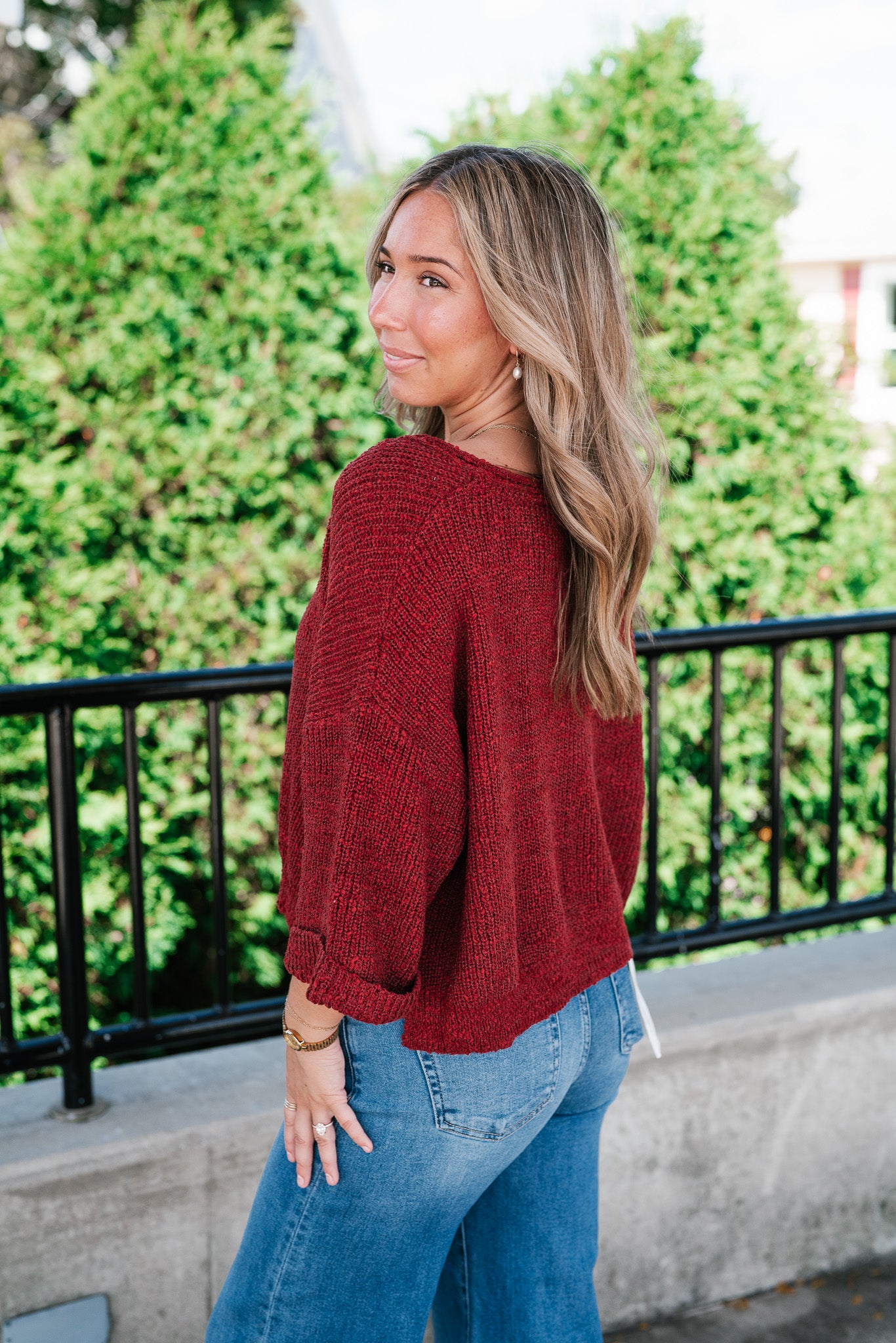 Autumn Glow Quarter Sleeve Sweater - Rust