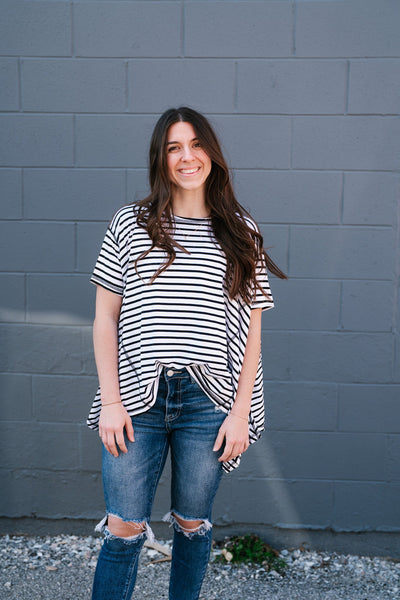 No Brainer Striped Top- White