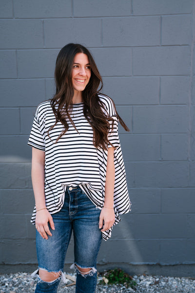 No Brainer Striped Top- White