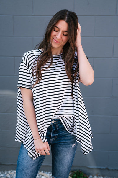 No Brainer Striped Top- White