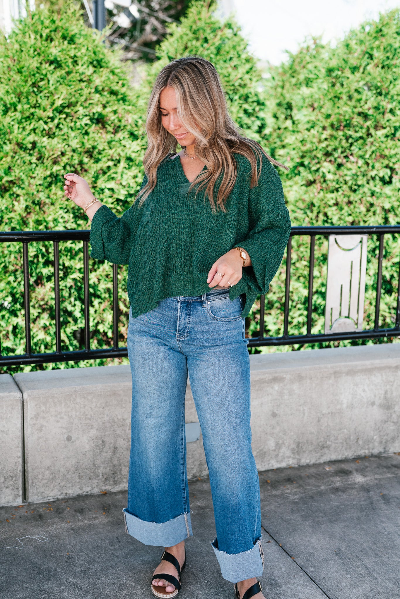 Autumn Glow Quarter Sleeve Sweater - Green