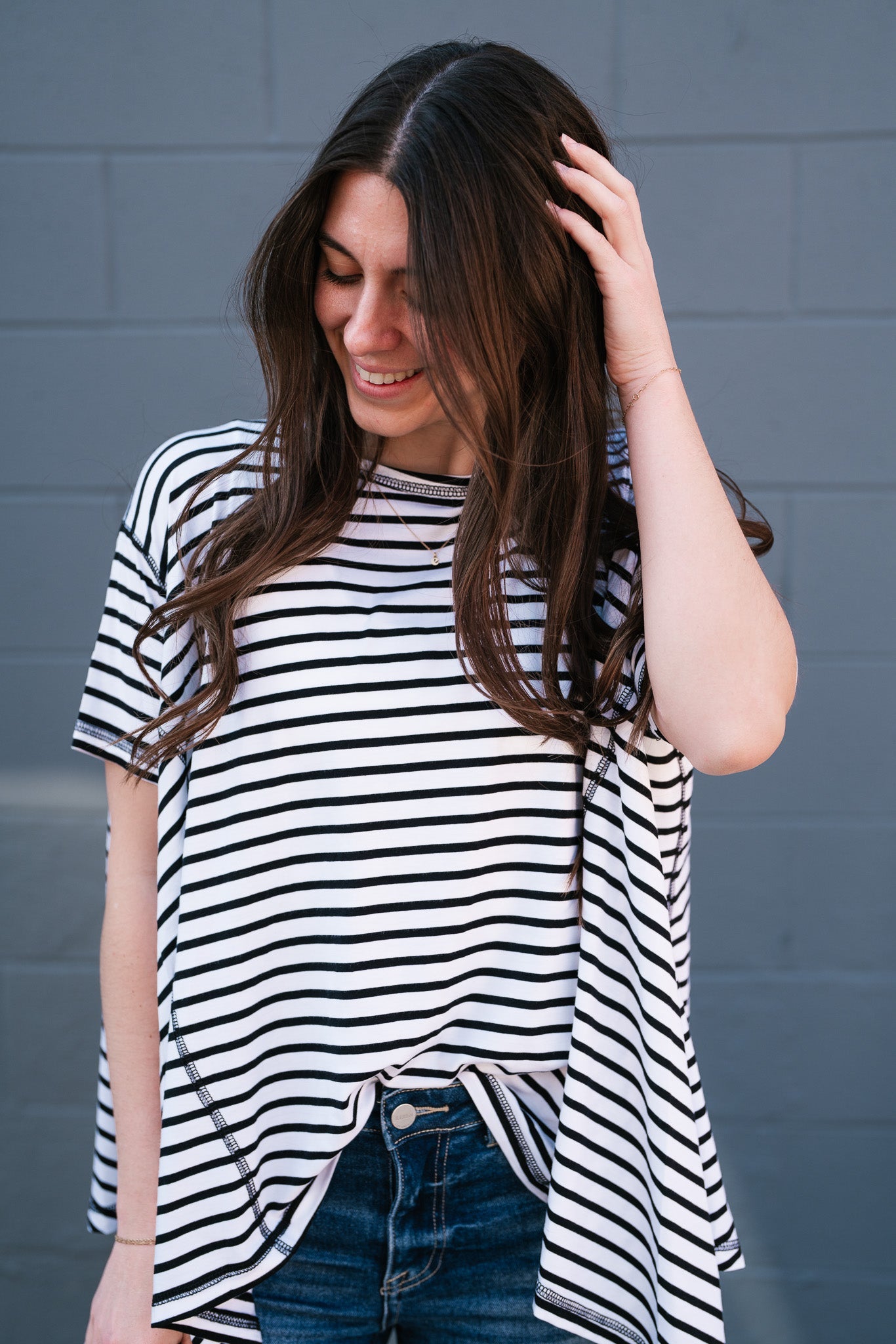 No Brainer Striped Top- White