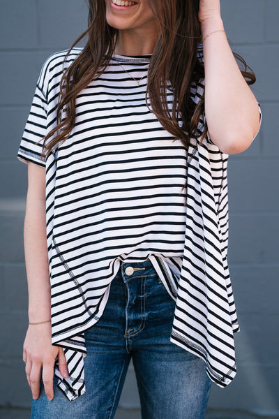 No Brainer Striped Top- White