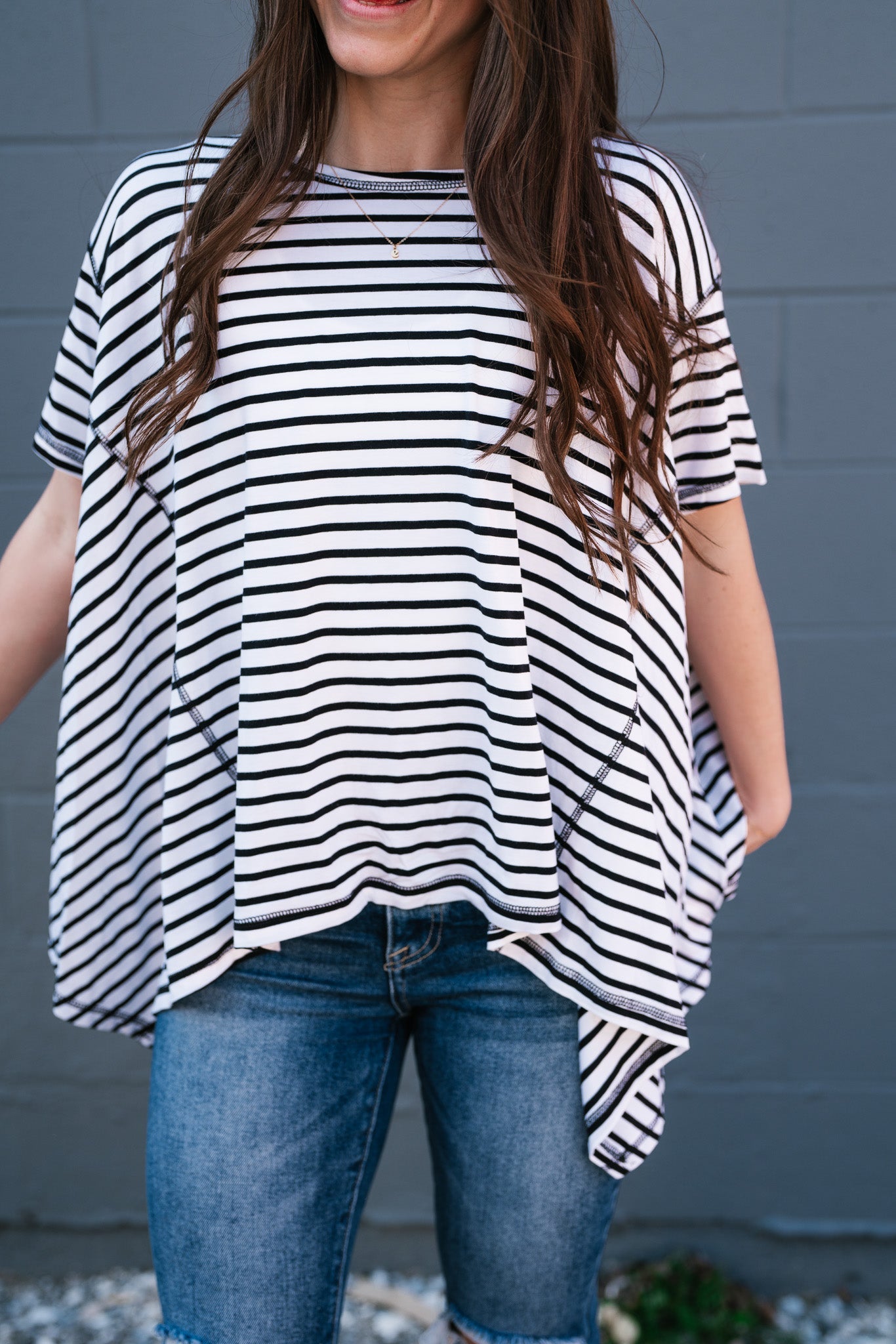 No Brainer Striped Top- White