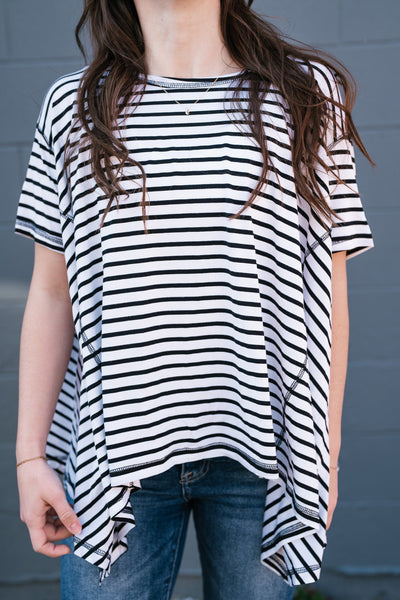 No Brainer Striped Top- White