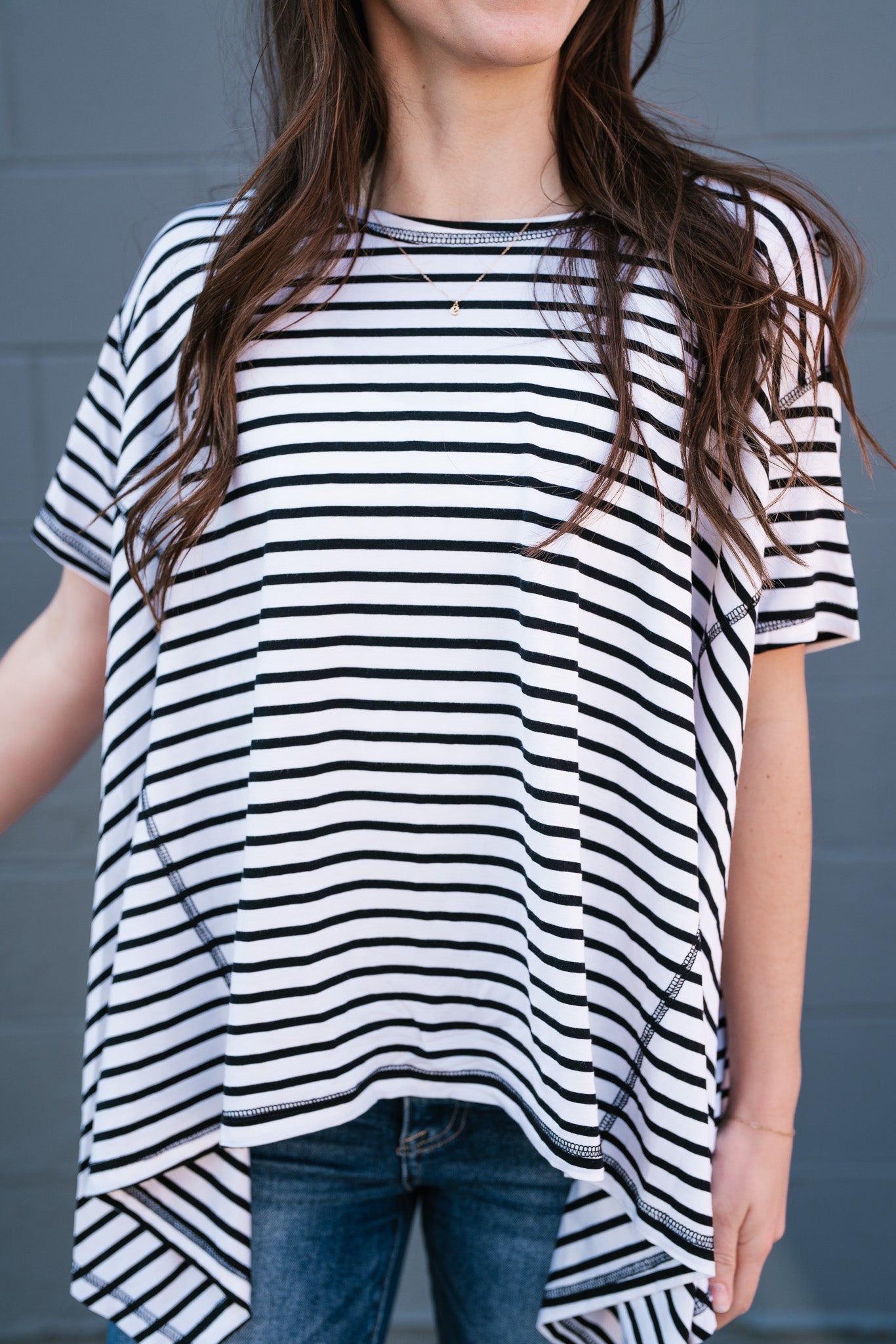 No Brainer Striped Top- White