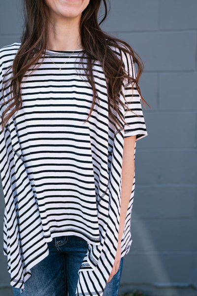 No Brainer Striped Top- White