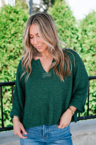Autumn Glow Quarter Sleeve Sweater - Green
