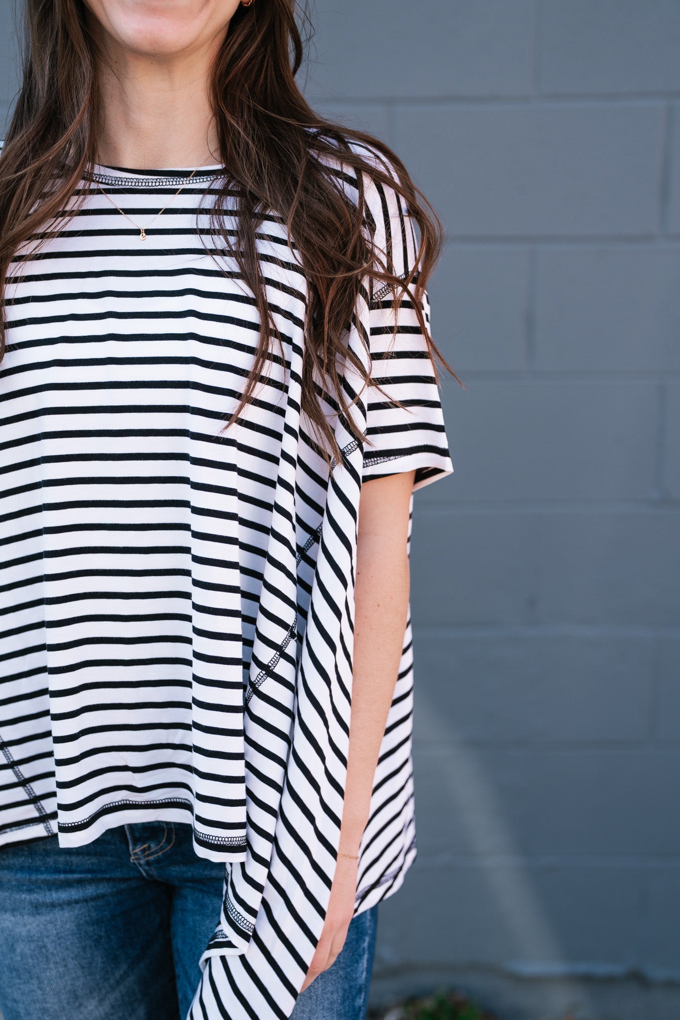 No Brainer Striped Top- White