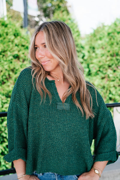 Autumn Glow Quarter Sleeve Sweater - Green
