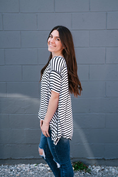 No Brainer Striped Top- White