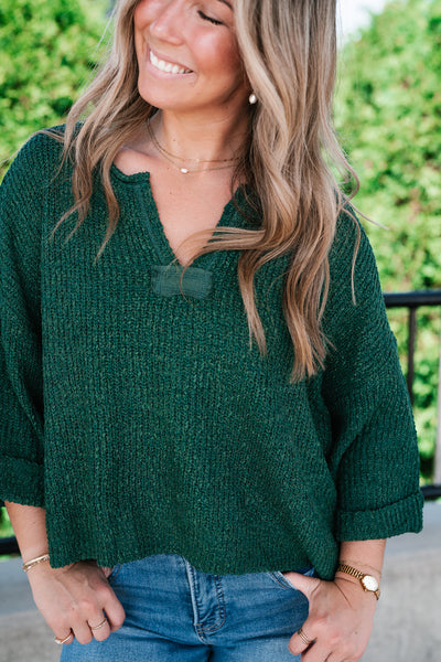 Autumn Glow Quarter Sleeve Sweater - Green