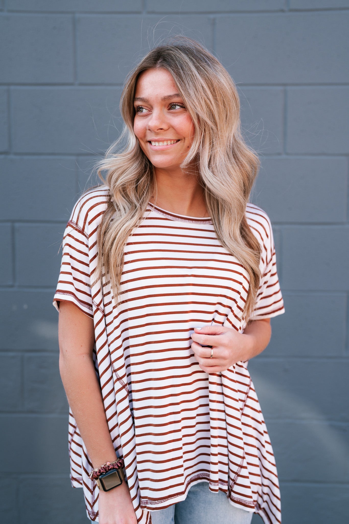 No Brainer Striped Top - Coffee