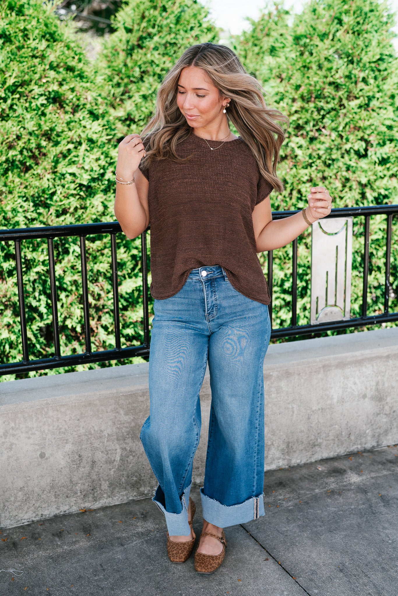 Everyday Ease Crew Neck Sweater Tank - Brown