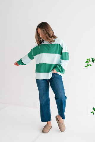 Emerald & Sky Oversized Long Sleeve Pullover