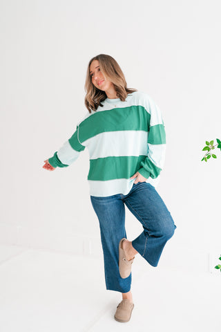 Emerald & Sky Oversized Long Sleeve Pullover