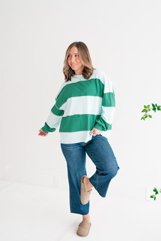 Emerald & Sky Oversized Long Sleeve Pullover