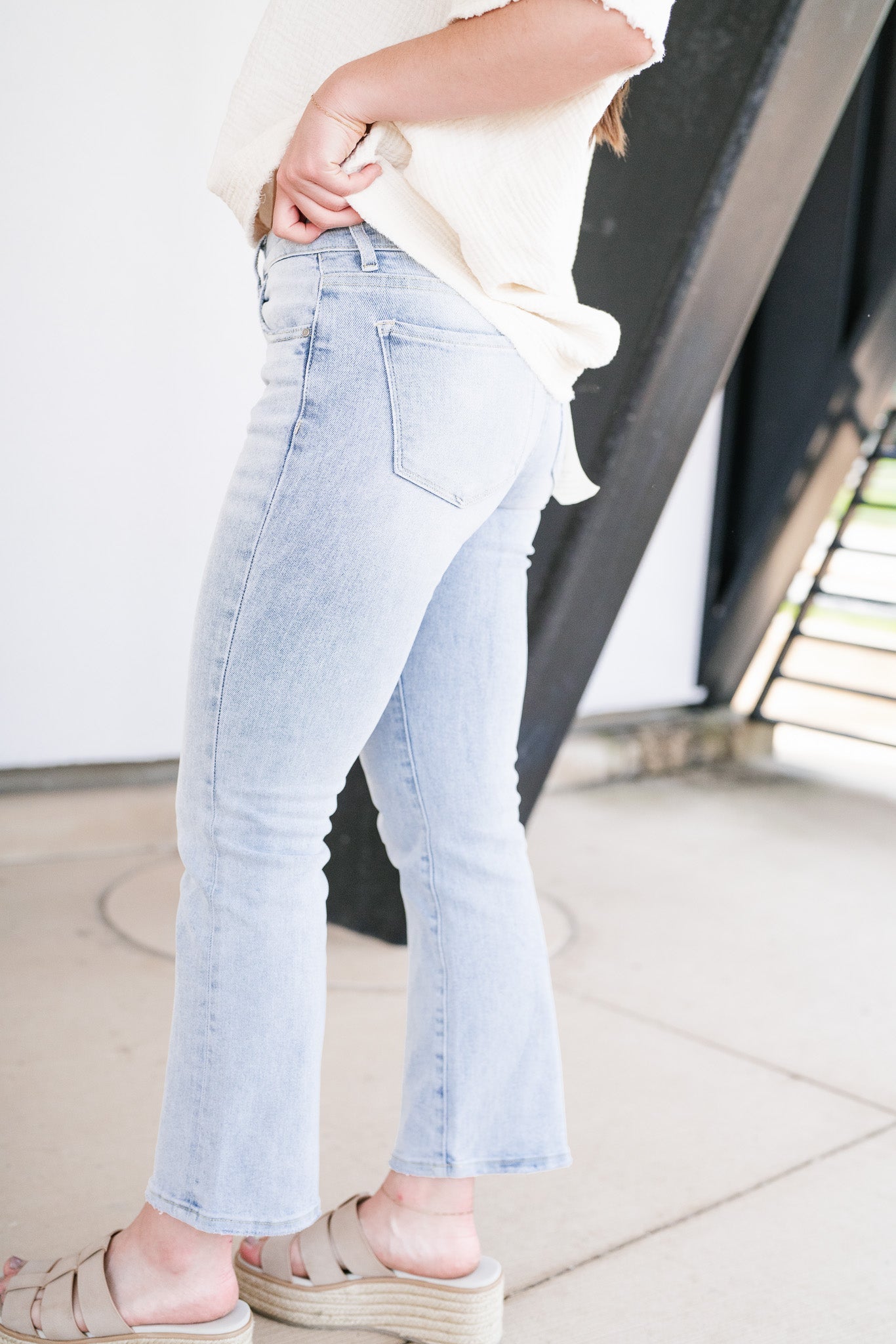 Risen Liza Mid Rise Cropped Flare Jeans