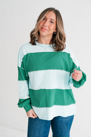Emerald & Sky Oversized Long Sleeve Pullover
