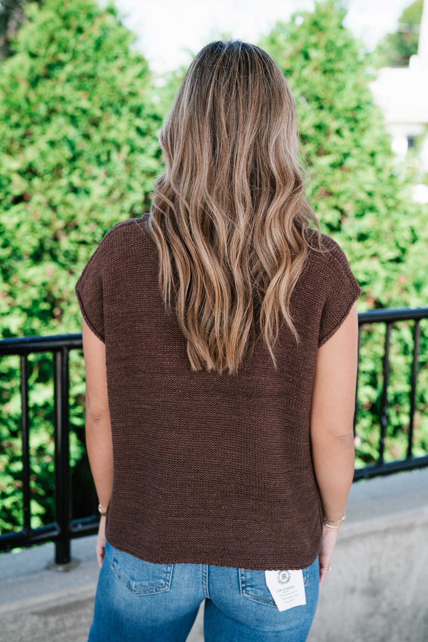 Everyday Ease Crew Neck Sweater Tank - Brown