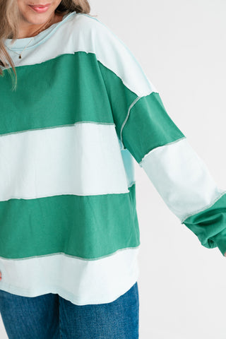 Emerald & Sky Oversized Long Sleeve Pullover