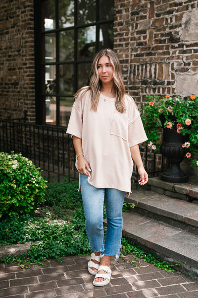 Forever Timeless Relaxed Ribbed Top- Taupe