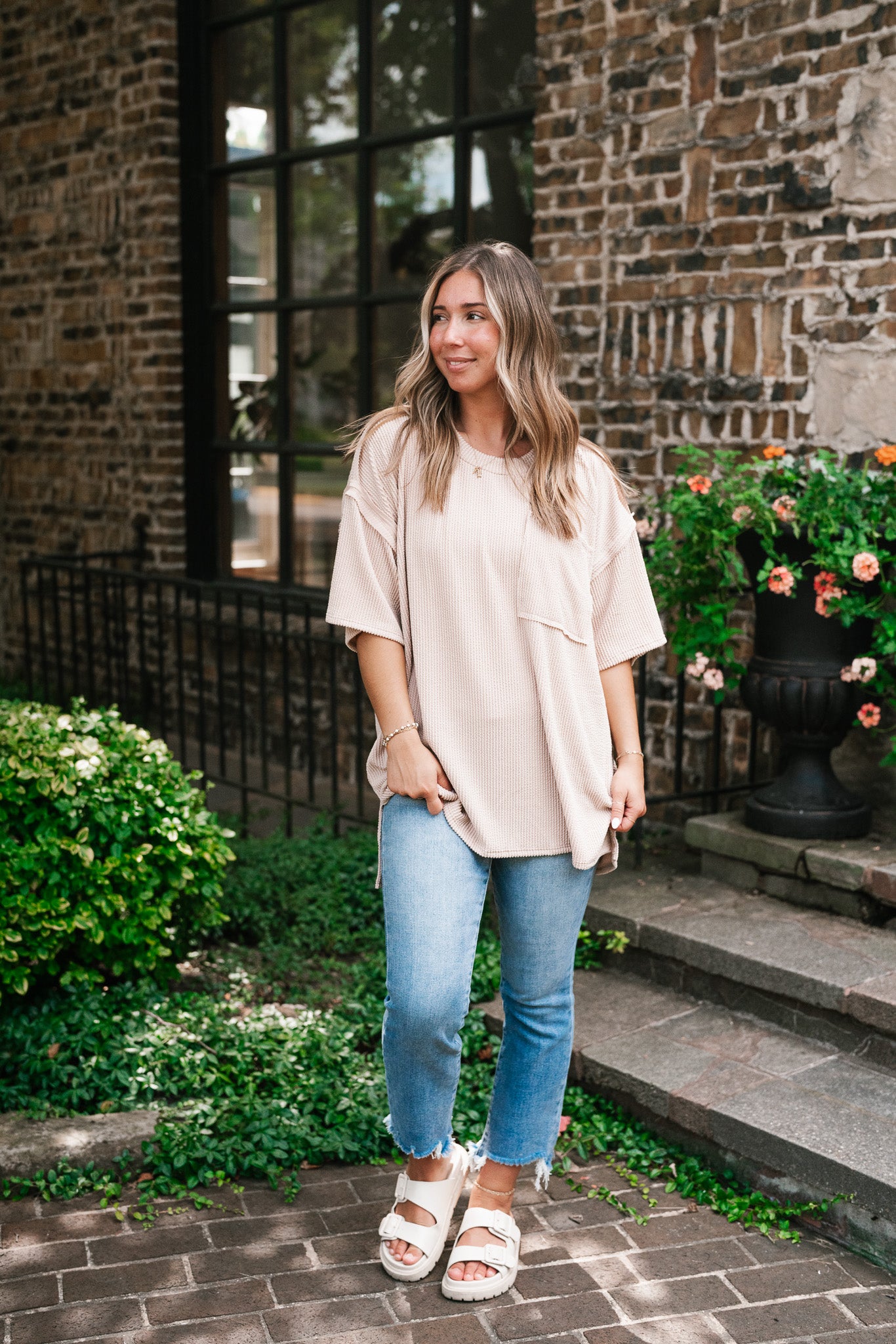 Forever Timeless Relaxed Ribbed Top- Taupe