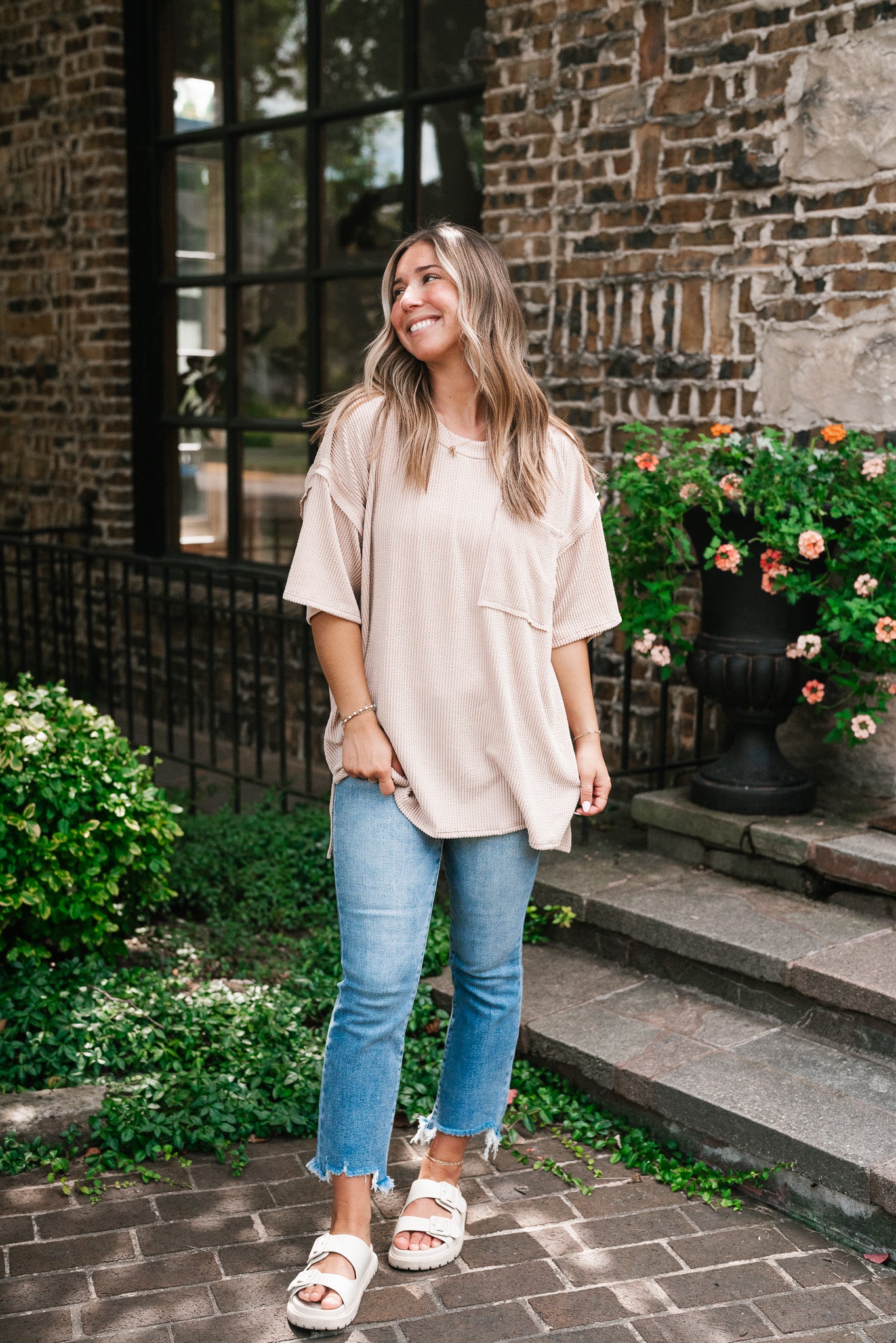 Forever Timeless Relaxed Ribbed Top- Taupe