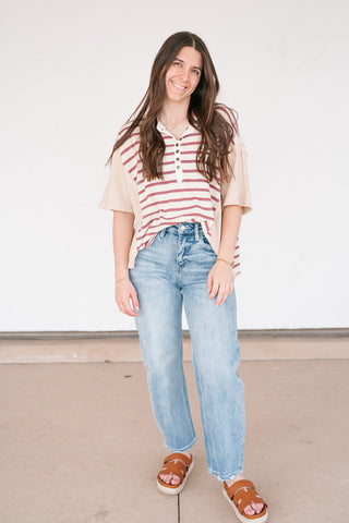 Sunset Trails Vintage Top - Burgundy