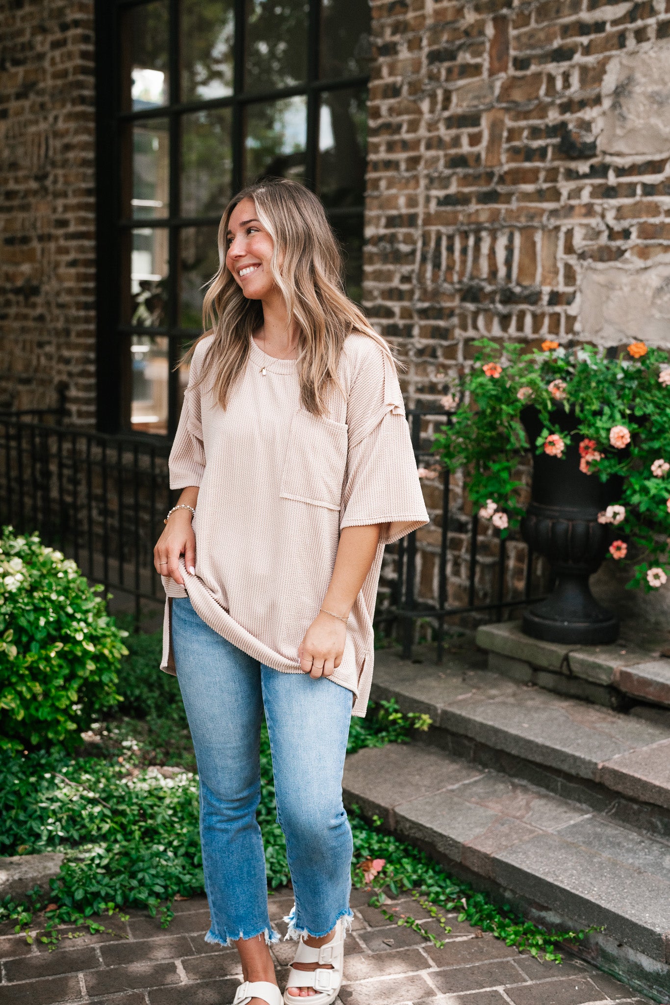 Forever Timeless Relaxed Ribbed Top- Taupe