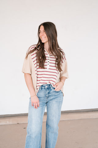 Sunset Trails Vintage Top - Burgundy