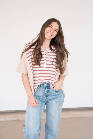 Sunset Trails Vintage Top - Burgundy