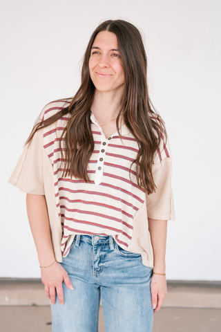 Sunset Trails Vintage Top - Burgundy