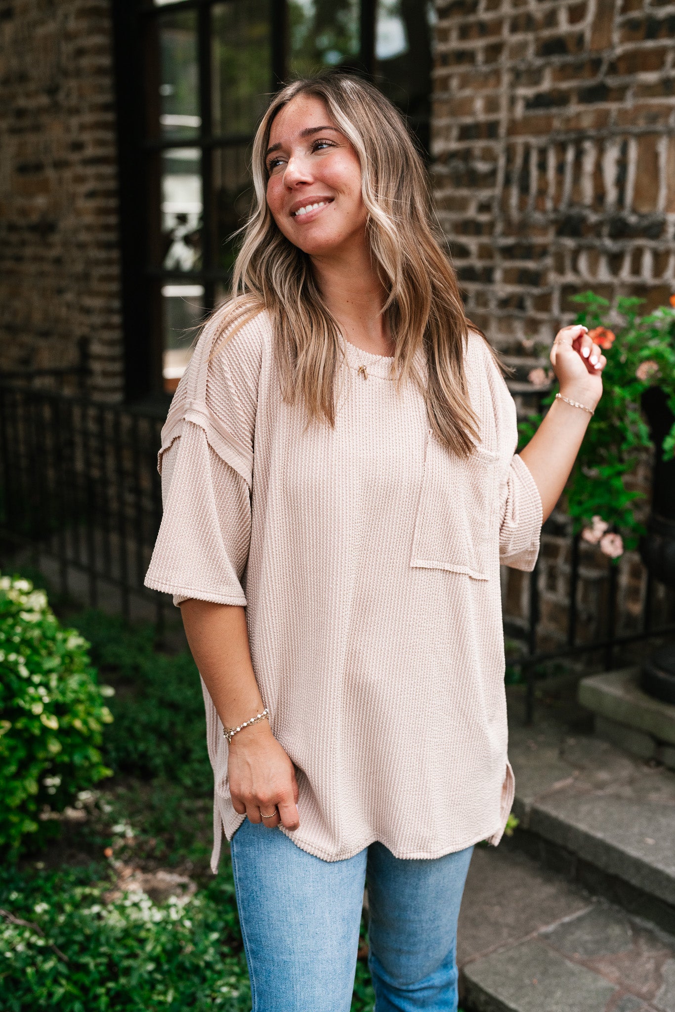 Forever Timeless Relaxed Ribbed Top- Taupe