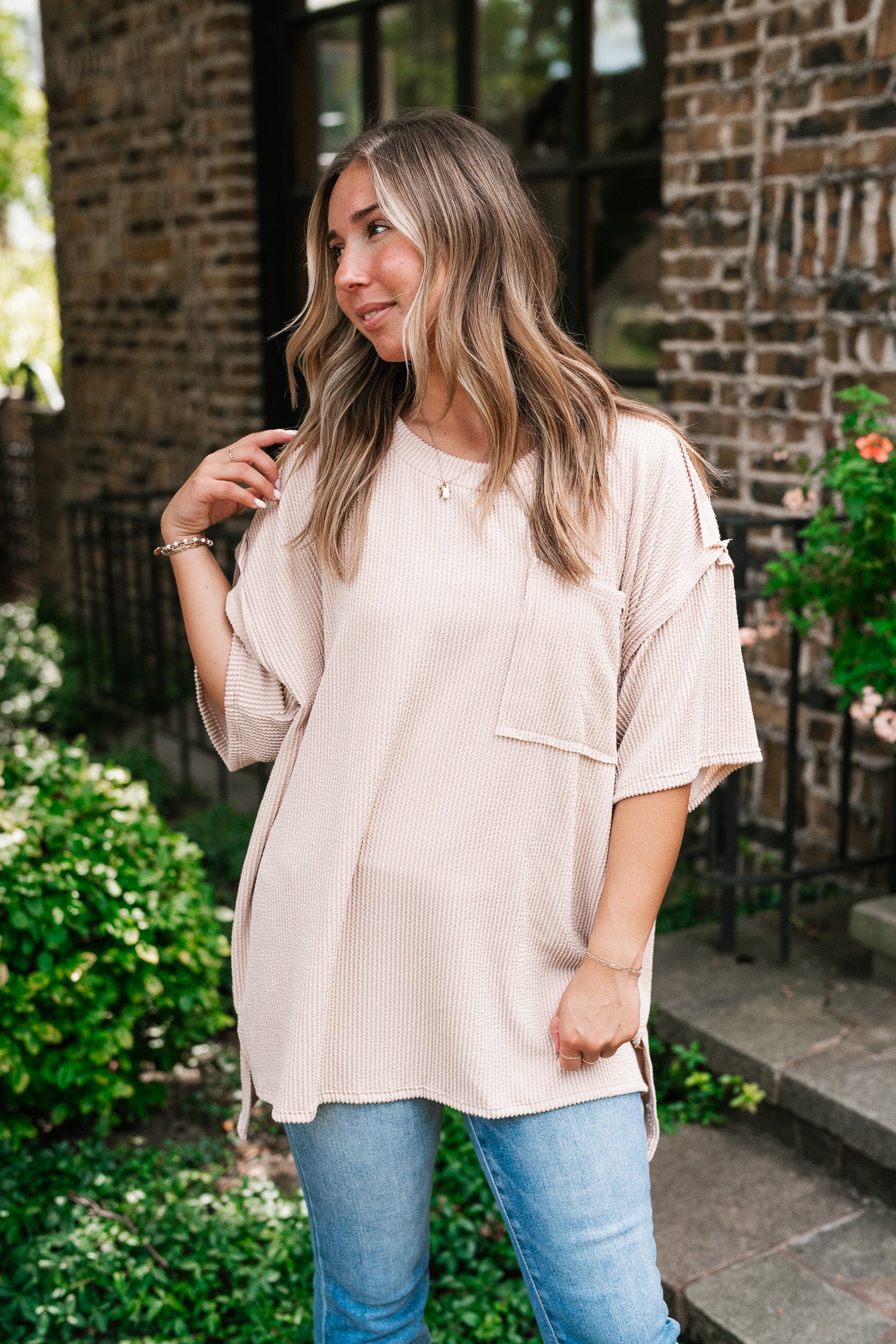 Forever Timeless Relaxed Ribbed Top- Taupe